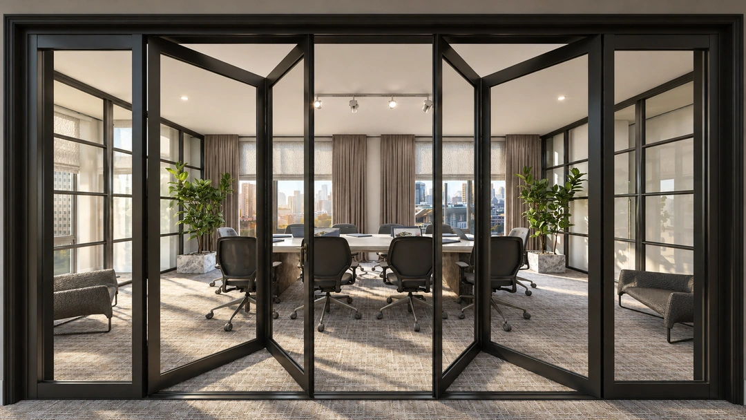 Glass-enclosed meeting room overlooking the city — Chicago, IL — Tech Office, Studio Dalika