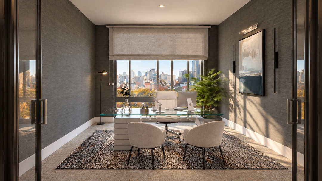Glass-fronted meeting room with pale chairs and city views — Chicago, IL — Tech Office, Studio Dalika