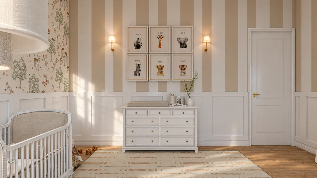 Nursery dresser with changing area and wall art — Chicago, IL, Studio Dalika; project view 6