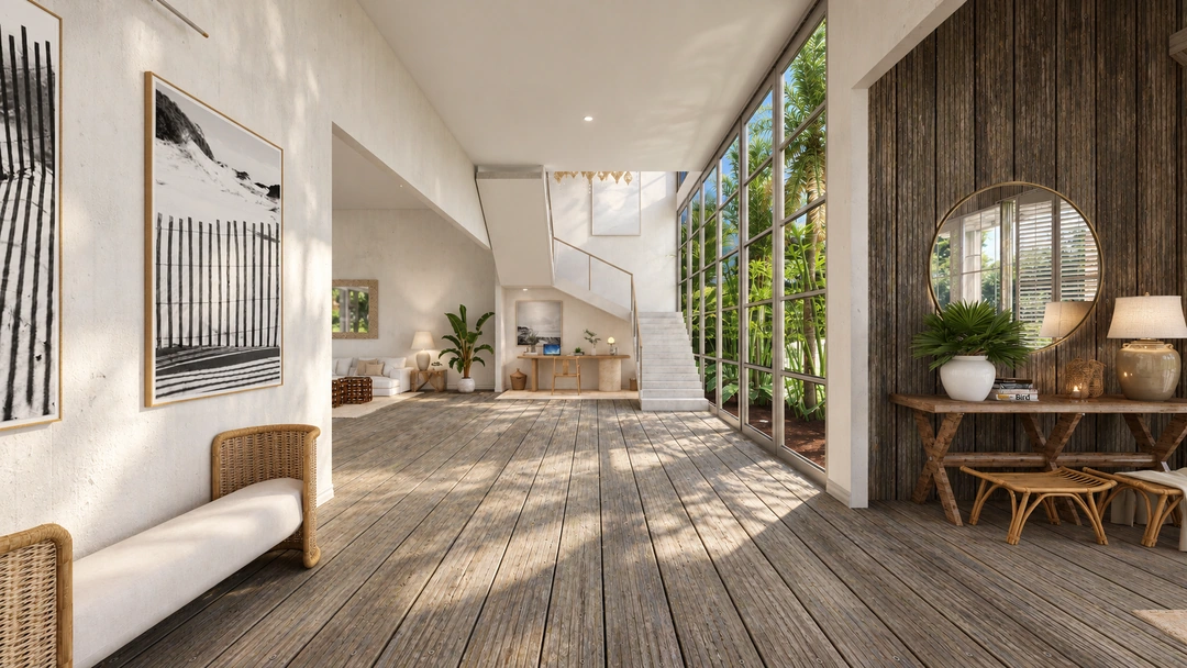 Glazed corridor with open staircase — Rancho Palos Verdes, CA, Studio Dalika; project view 7