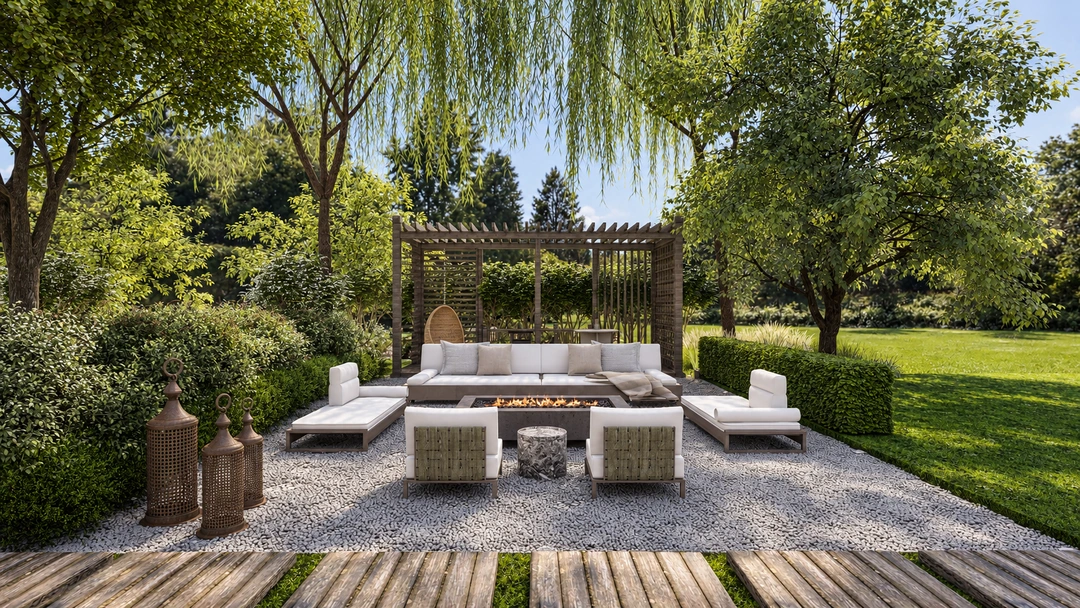 Outdoor lounge and rectangular pool in daylight — Rancho Palos Verdes, CA, Studio Dalika; project view 6