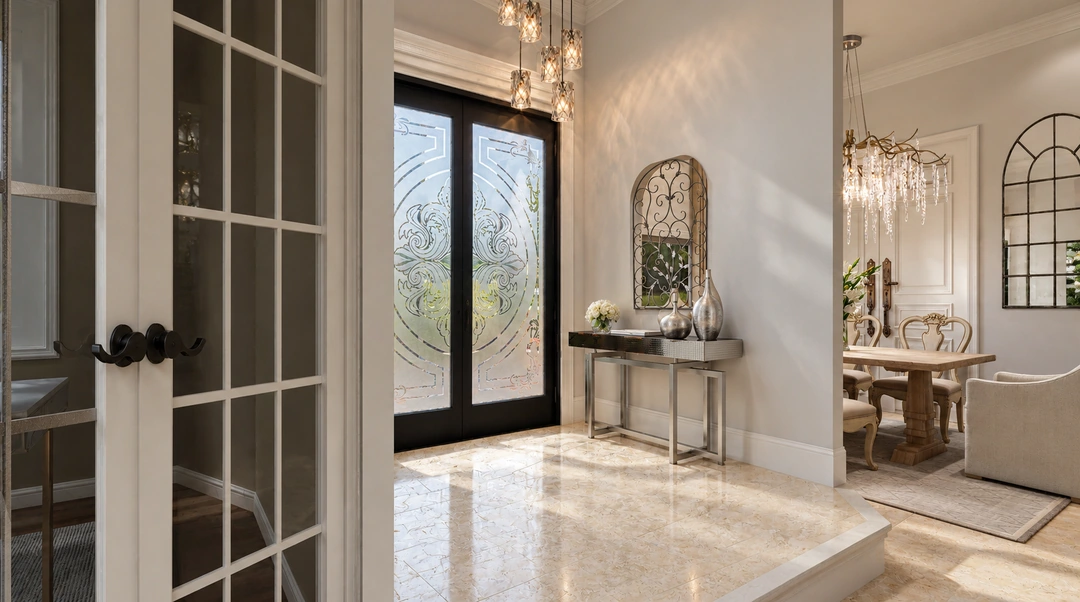Sunlit dining table and upholstered chairs — Davie, FL, Studio Dalika; project view 4
