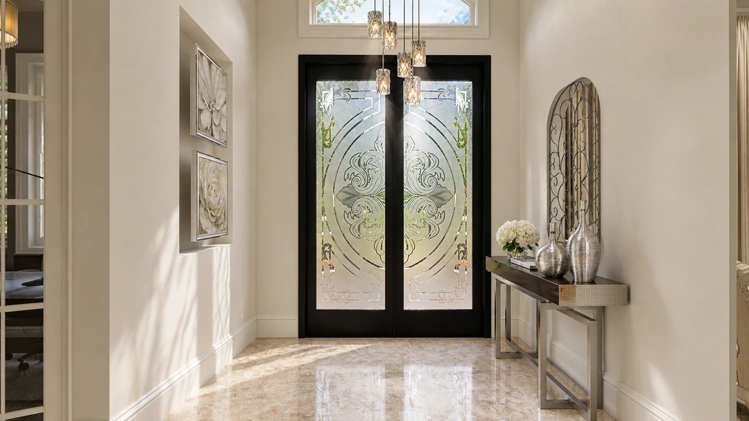 Bright entryway with a glazed front door — Davie, FL, Studio Dalika; project view 5