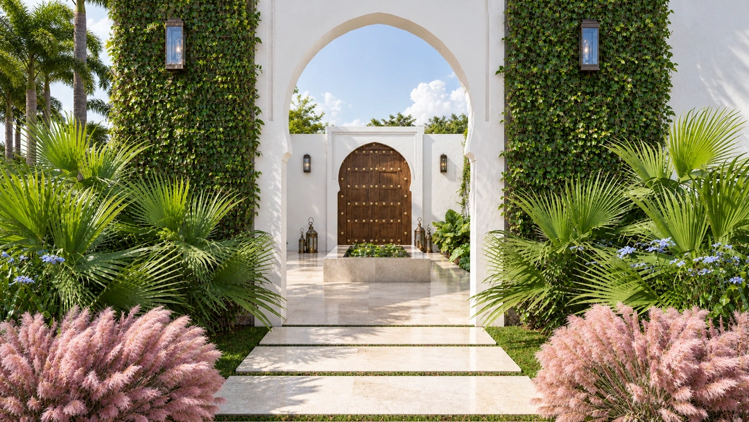 Arched entrance approached through a garden — Miami, FL, Studio Dalika; project view 4