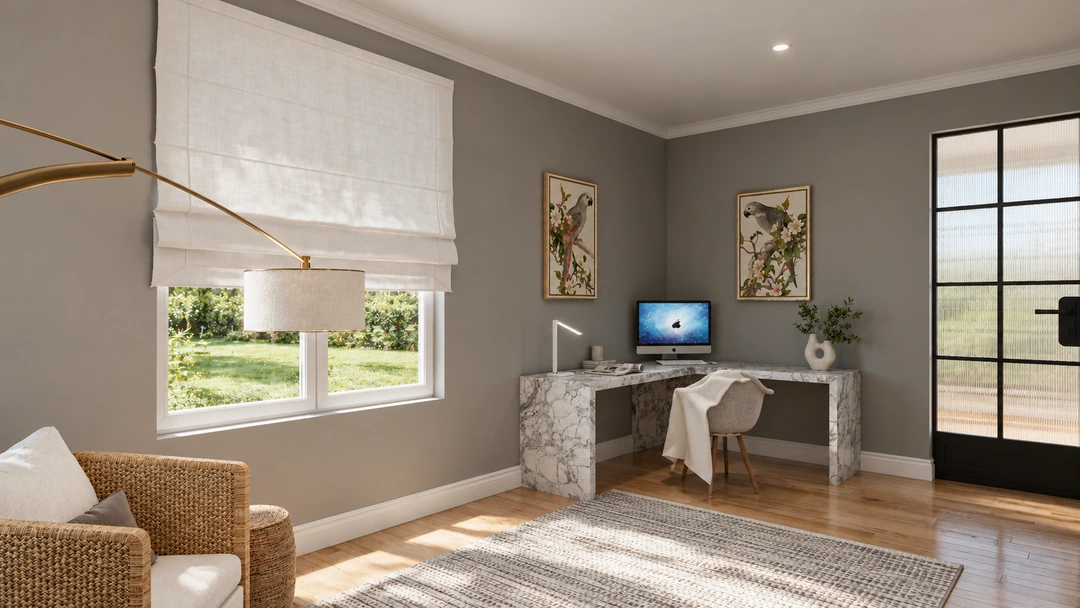 Home office with window and writing desk — Los Angeles, CA, Studio Dalika; project view 11