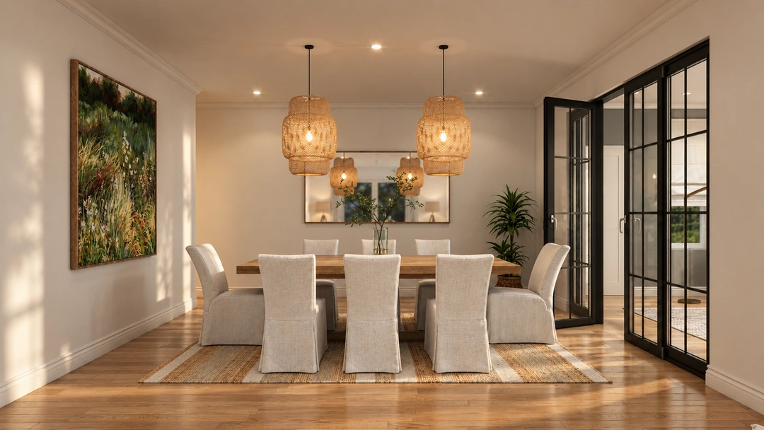 Dining area opening to the living room — Los Angeles, CA, Studio Dalika; project view 17