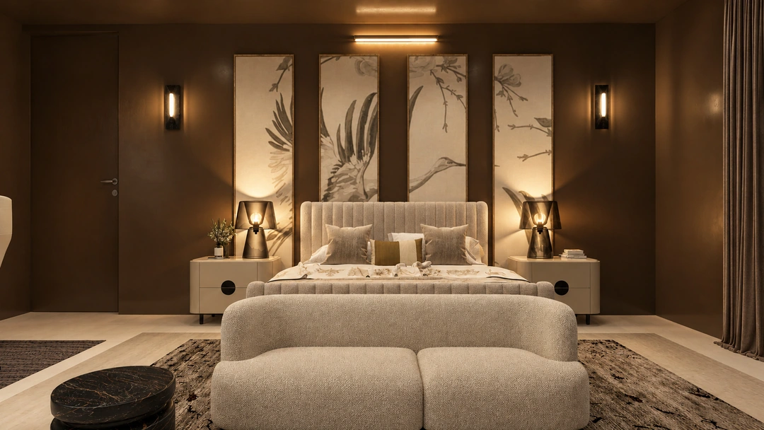 Evening living room with layered sofas and wall lighting — New York, NY, Studio Dalika; project view 29